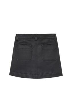 Girls Skirt | Jenny Mini Skirt- Black Coated | DL 1961 - The Ridge Kids