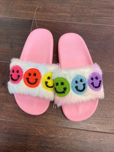 Girls Slippers | Slides Smiley Face - Light Pink | Bari Lynn Accessories - The Ridge Kids