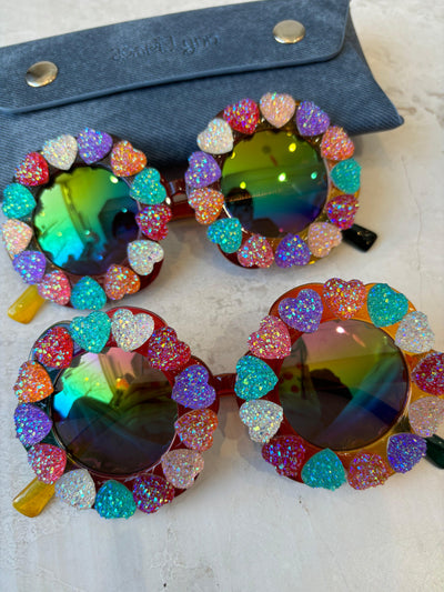 Girls Sunglasses | Round Crystallized Heart | Bari Lynn Accessories - The Ridge Kids