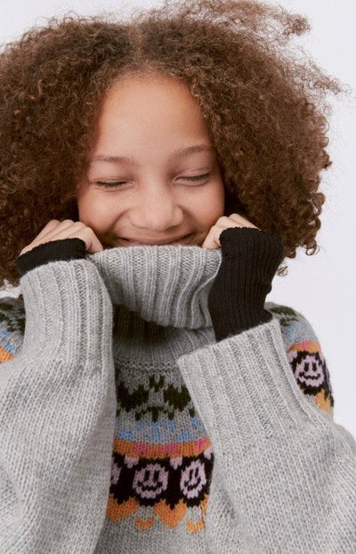 Girls Sweater | Gimla - Grey Melange Turtleneck | Molo - The Ridge Kids