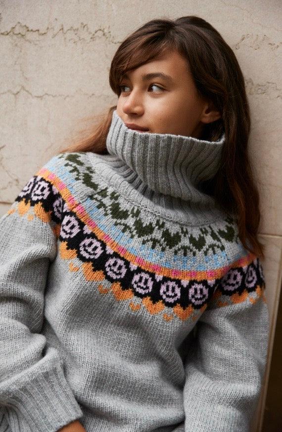 Girls Sweater | Gimla - Grey Melange Turtleneck | Molo - The Ridge Kids