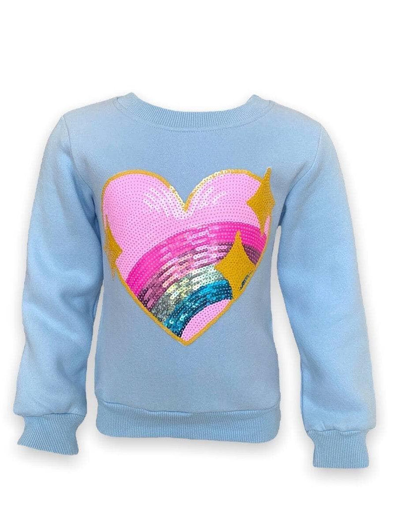 Girls Sweaters and Sweatshirts | Rainbow Sparkle Heart Sweatshirt | Lola and The Boys - The Ridge Kids