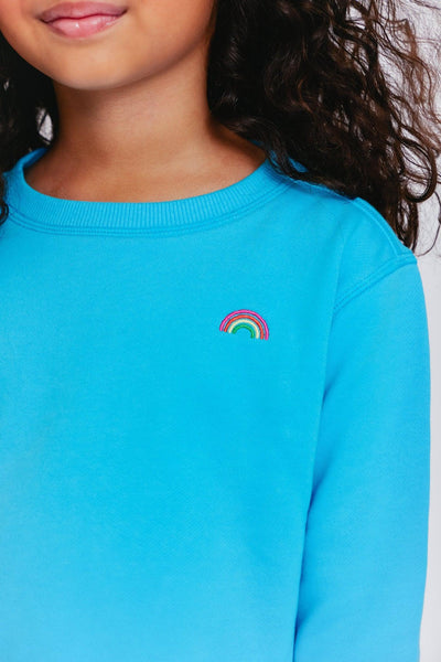 Girls Sweatshirt | Cropped Crew- Curacao | Terez - The Ridge Kids