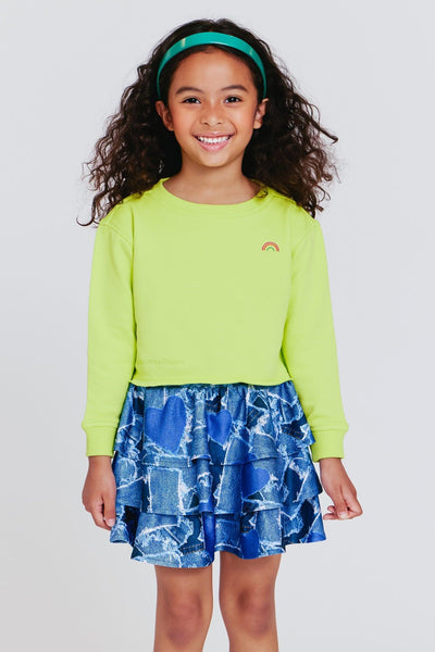 Girls Sweatshirt | Cropped Crew- Pepperoncini | Terez - The Ridge Kids