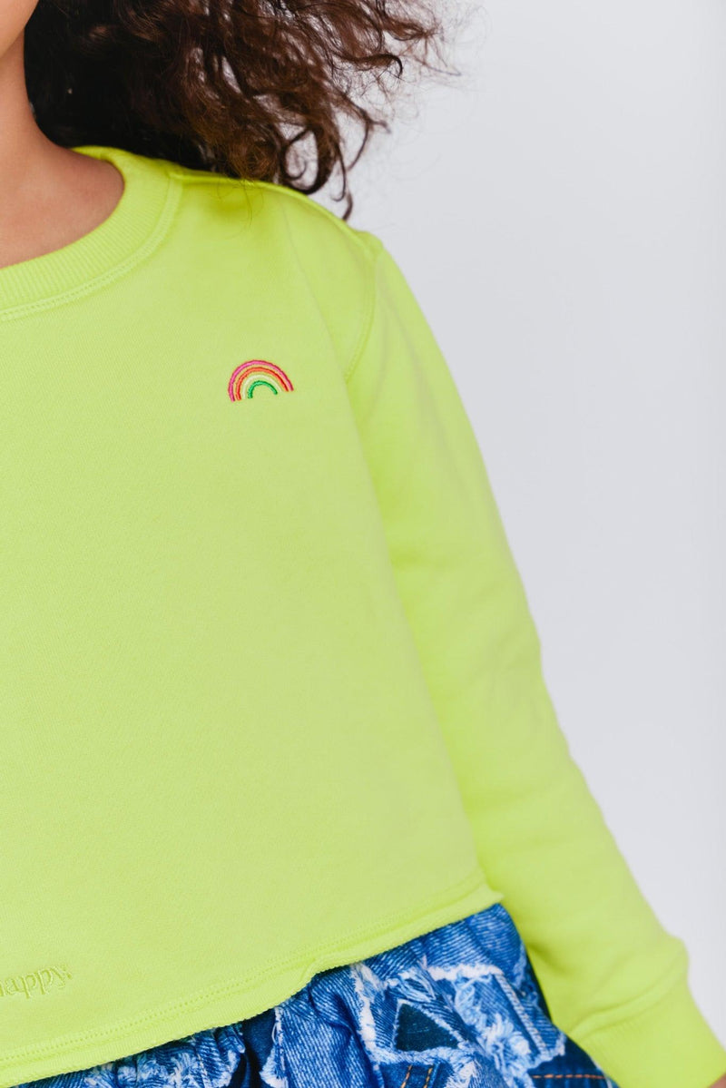 Girls Sweatshirt | Cropped Crew- Pepperoncini | Terez - The Ridge Kids