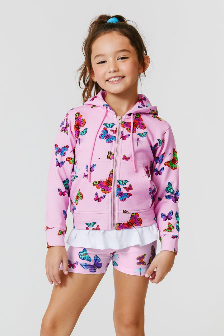 Girls Sweatshirt | Hoodie - Neon Butterflies | Terez - The Ridge Kids