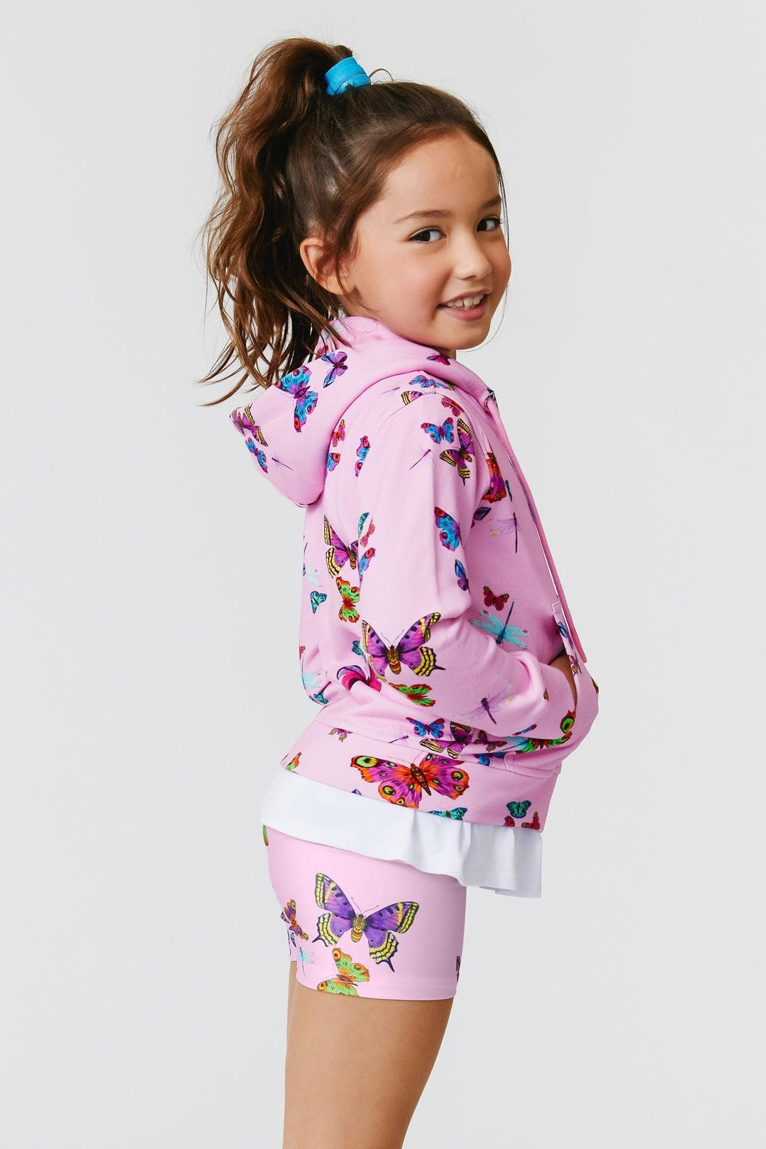 Girls Sweatshirt | Hoodie - Neon Butterflies | Terez - The Ridge Kids