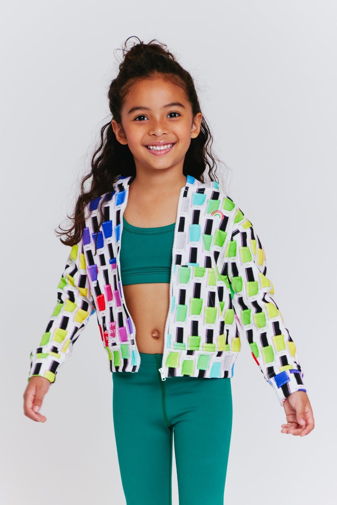 Girls Sweatshirt | Hoodie- Rainbow Nail Polish | Terez - The Ridge Kids