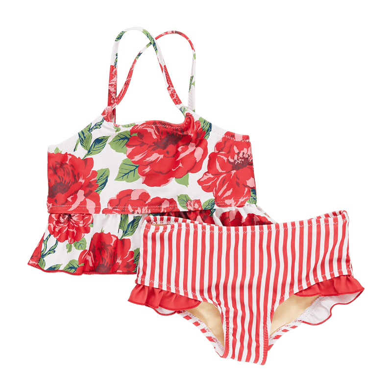 Girls Swimwear | Joy Tankini- Red Peonies | Pink Chicken - The Ridge Kids