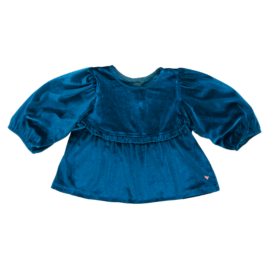 Girls Top | Rowan Velour - Midnight Blue | Pink Chicken - The Ridge Kids