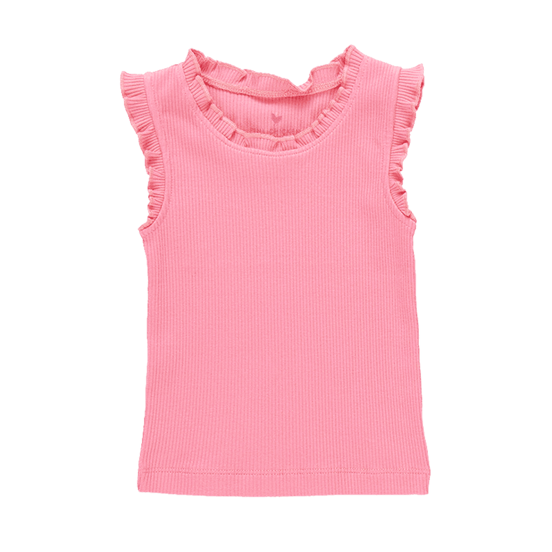 Girls Top | Ruffle Rib Tank - Confetti Pink | Pink Chicken - The Ridge Kids