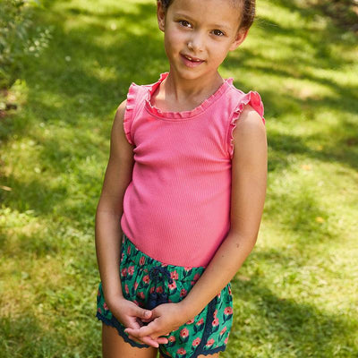 Girls Top | Ruffle Rib Tank - Confetti Pink | Pink Chicken - The Ridge Kids