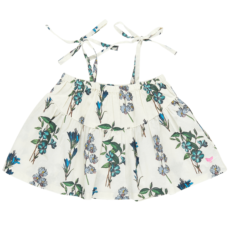 Girls Top | Stella- Blue Botanical | Pink Chicken - The Ridge Kids