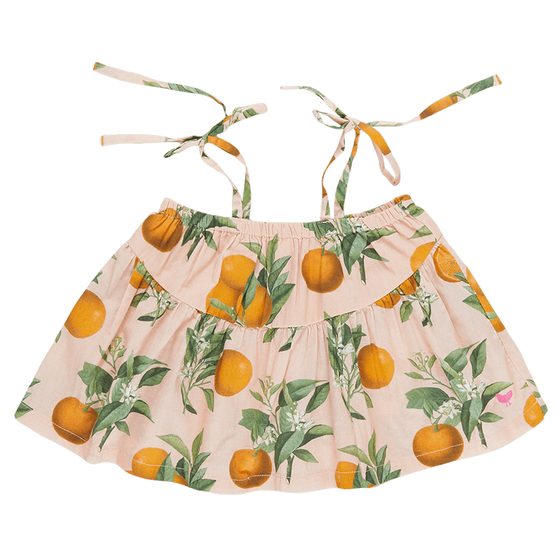 Girls Top | Stella - Pink Botanical Oranges | PInk Chicken - The Ridge Kids