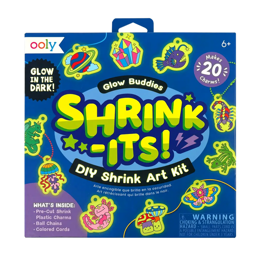 shrink it art kit, 28 piece set that is glow in the dark 