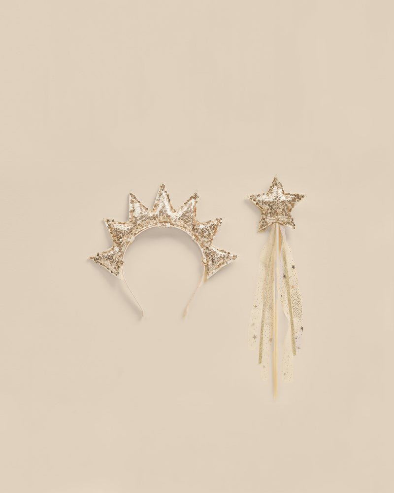 Girls Headband| Sun Crown and Wand - Gold | Noralee