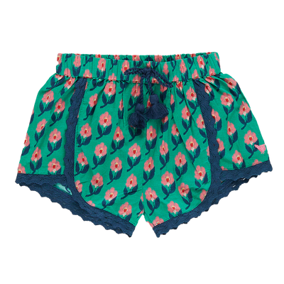 Girls Bottoms | Millie Shorts- Green Ikat Floral | Pink Chicken
