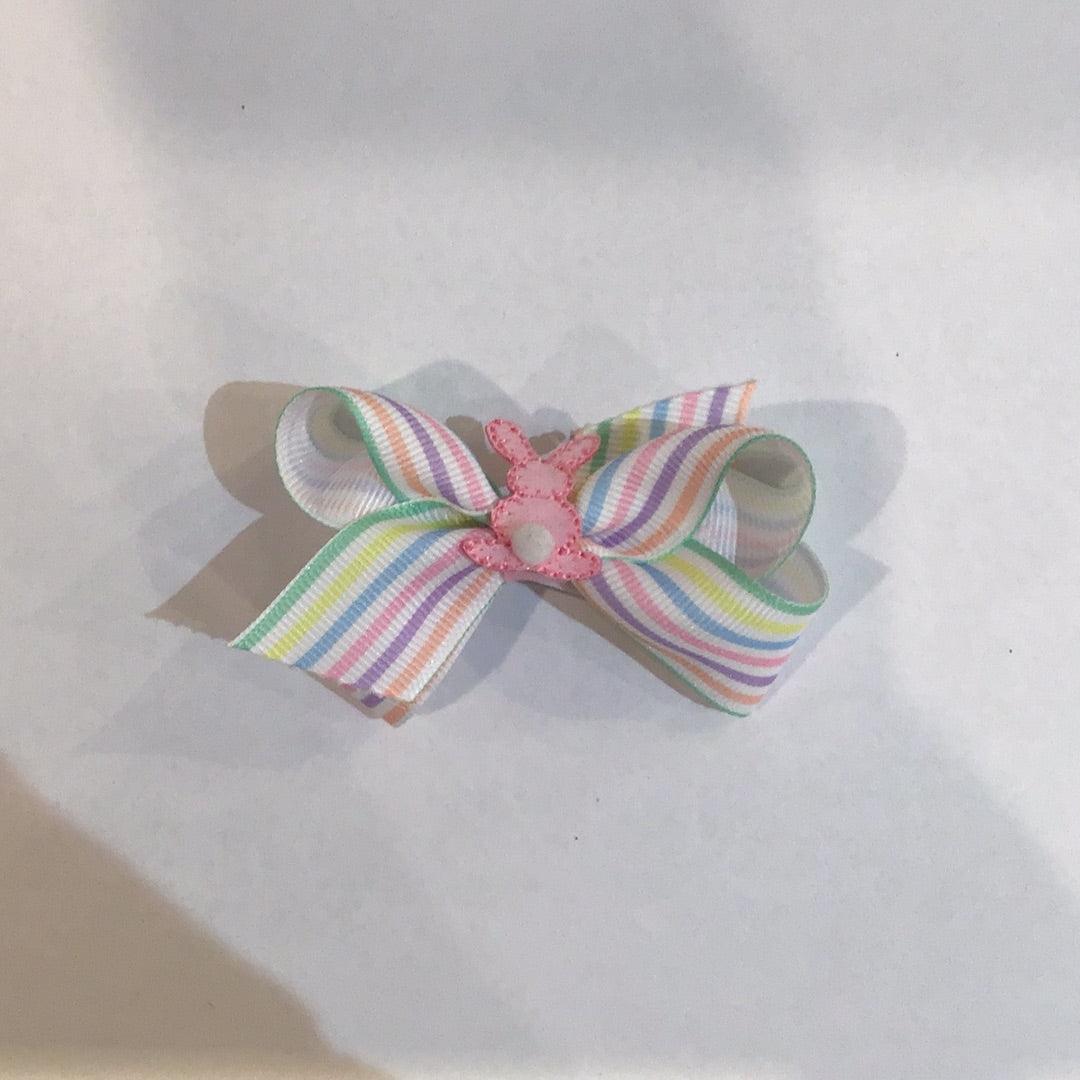 Grosgrain Bows | Mini Pastel Prnt Bow w. Bunny | Wee Ones - The Ridge Kids
