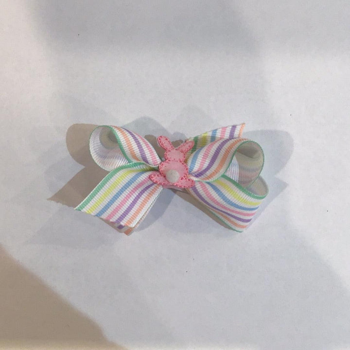 Grosgrain Bows | Mini Pastel Prnt Bow w. Bunny | Wee Ones - The Ridge Kids