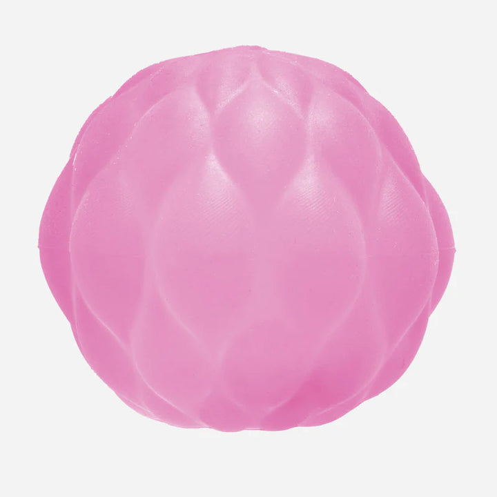 Pink squish gel toy on a white background