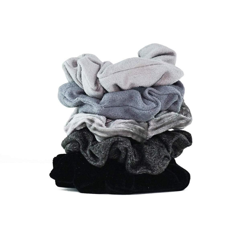 Hair Accessories | Velvet Scrunchies - Black and Gray | Kitsch - The Ridge Kids