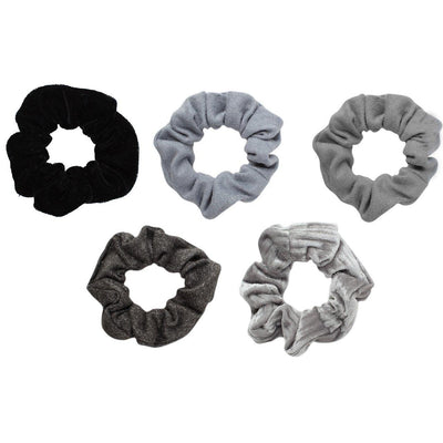 Hair Accessories | Velvet Scrunchies - Black and Gray | Kitsch - The Ridge Kids