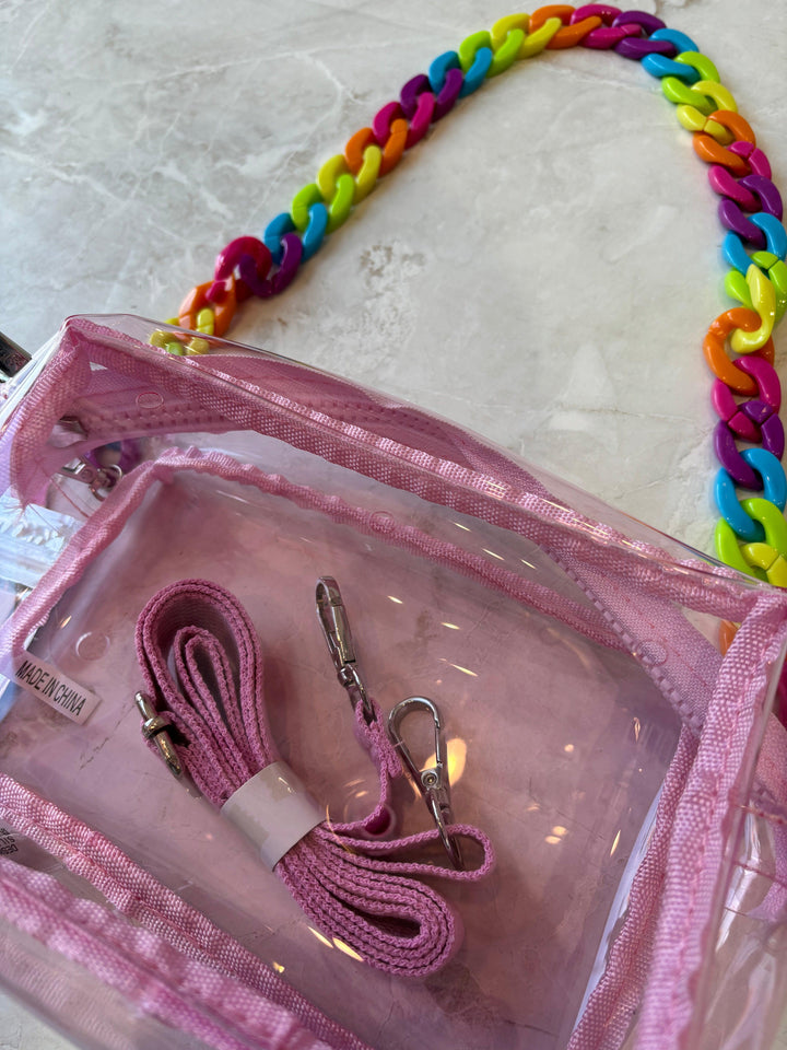 Handbags | Clear Bag Rainbow Strap and Jibbitz | Bari Lynn Accessories - The Ridge Kids
