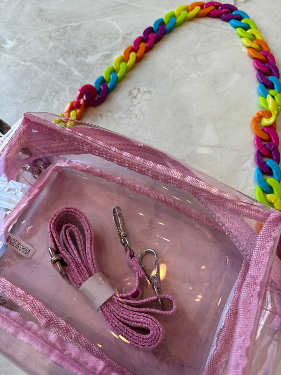 Handbags | Clear Bag Rainbow Strap and Jibbitz | Bari Lynn Accessories - The Ridge Kids