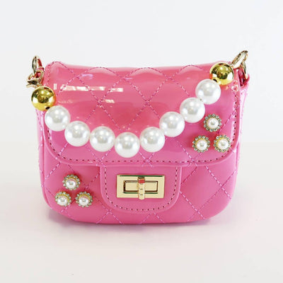 Handbags | Embellished Patent Quilted Purse- Fuchsia | Doe a Dear - The Ridge Kids