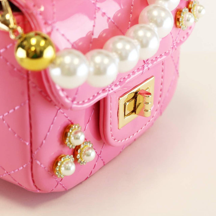 Handbags | Embellished Patent Quilted Purse- Fuchsia | Doe a Dear - The Ridge Kids