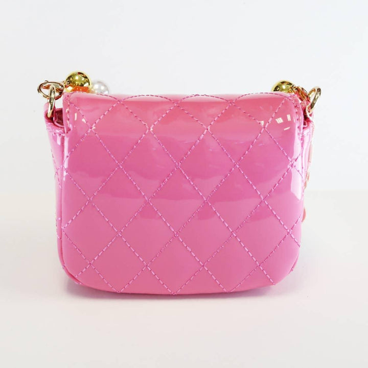 Handbags | Embellished Patent Quilted Purse- Fuchsia | Doe a Dear - The Ridge Kids