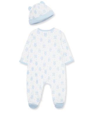 Baby Footed Onesie | Happy Bear- Blue | Little Me