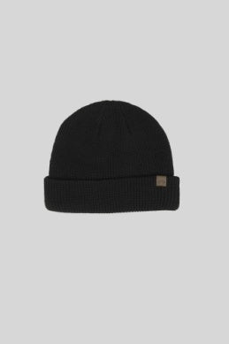 classic beanie hat. fold over hat in the color black. 