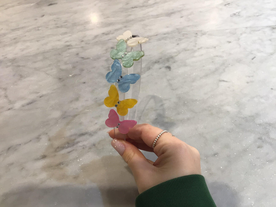 Headband | Butterflies Pearlized Pastel Shades | Lilies and Roses NY - The Ridge Kids