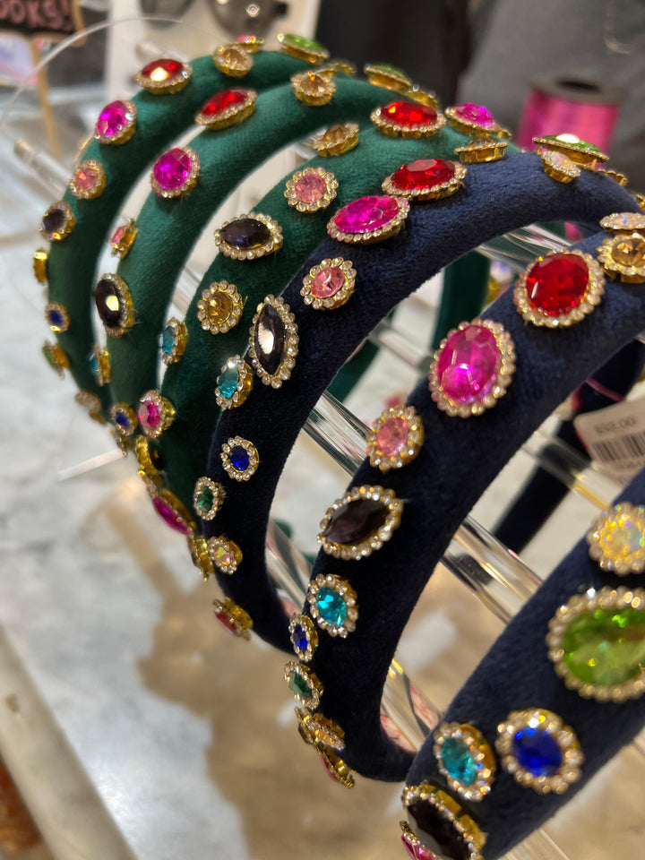 Headband | Thin: Jewel Padded- Navy | Bari Lynn Accessories - The Ridge Kids