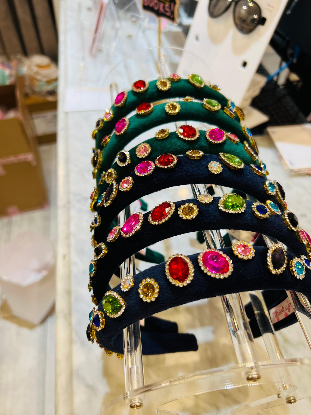 Headband | Thin: Jewel Padded- Navy | Bari Lynn Accessories - The Ridge Kids