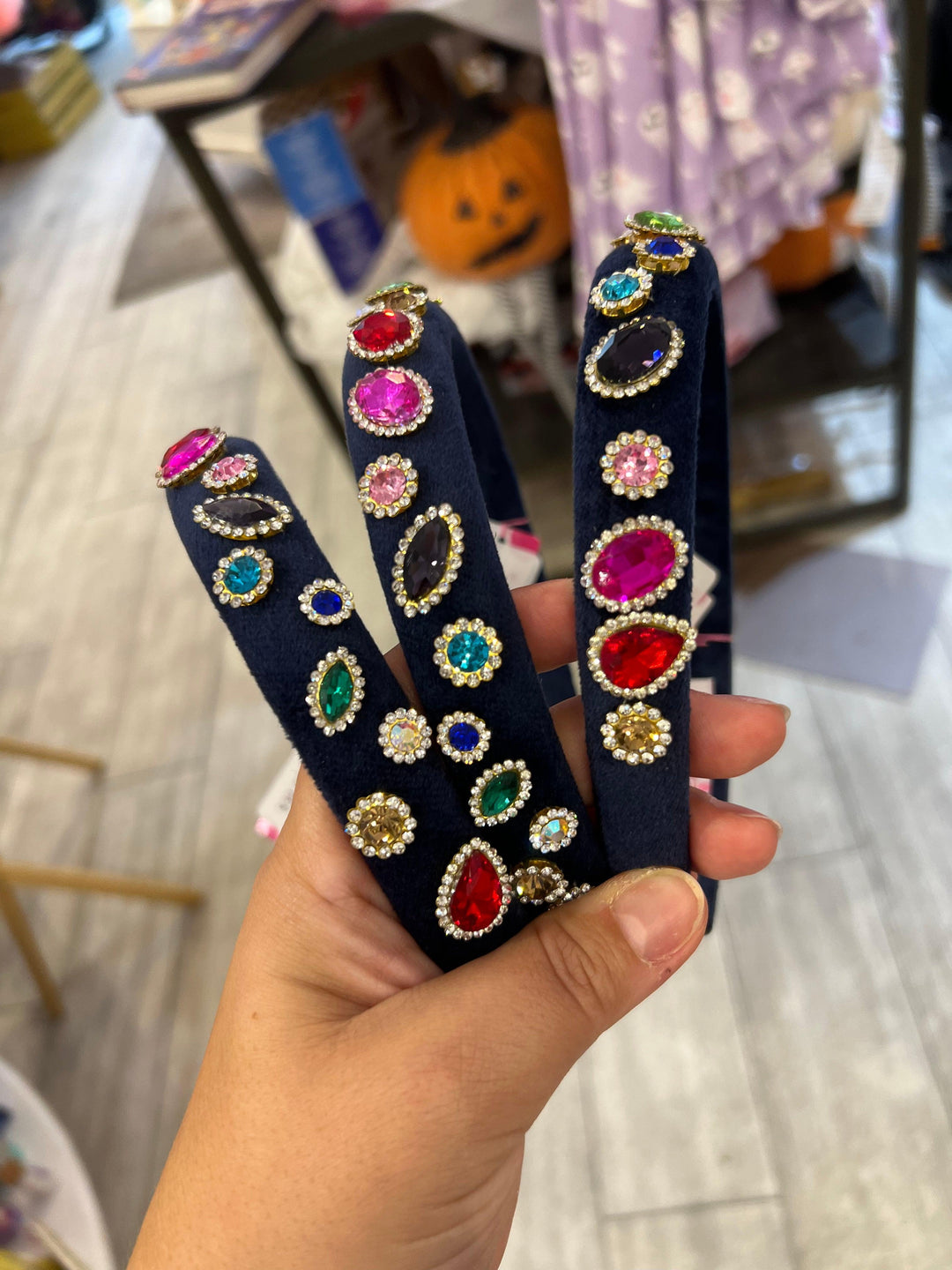 Headband | Thin: Jewel Padded- Navy | Bari Lynn Accessories - The Ridge Kids