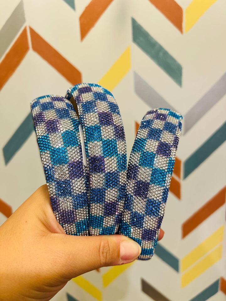 Headbands | Crystallized Checkerboard- Blue | Bari Lynn Accessories - The Ridge Kids