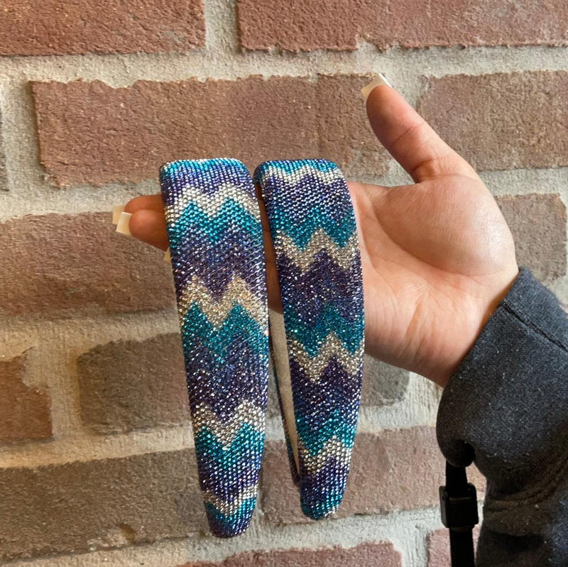 Headbands | Fully Crystal Chevron - Blue | Bari Lynn Accessories - The Ridge Kids