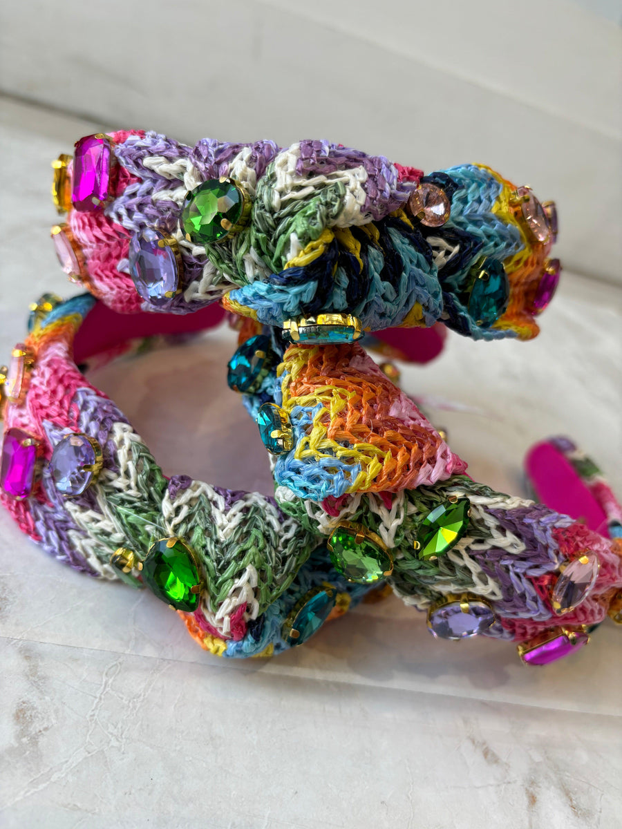 Headbands | Raffia Jeweled zig zag headband | Bari Lynn Accessories - The Ridge Kids