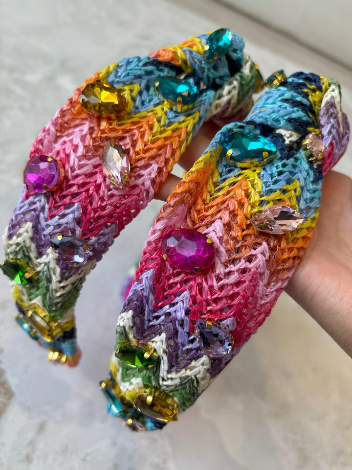 Headbands | Raffia Jeweled zig zag headband | Bari Lynn Accessories - The Ridge Kids