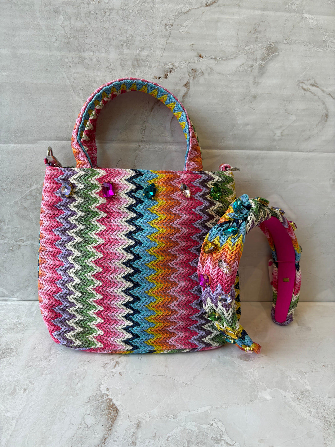 Headbands | Raffia Jeweled zig zag headband | Bari Lynn Accessories - The Ridge Kids