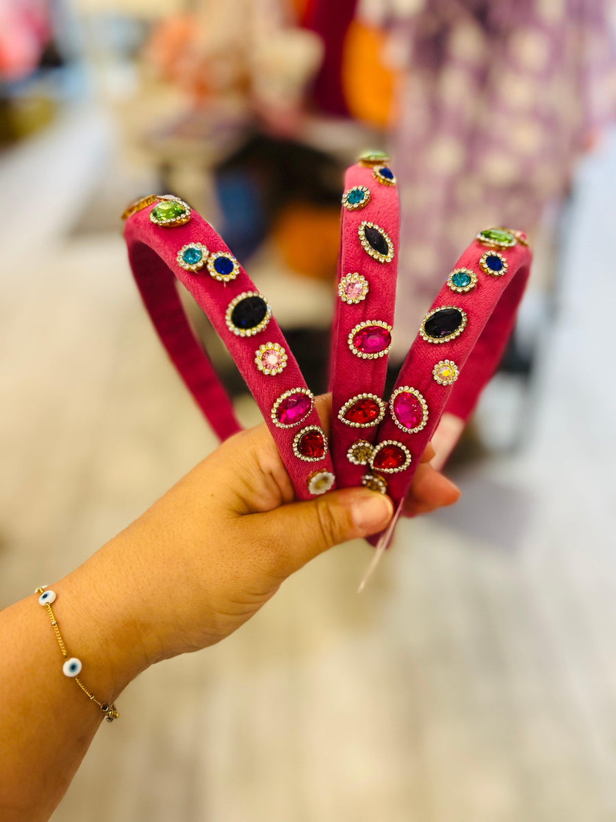 Headbands | Thin: Jewel Padded- Fuscia | Bari Lynn Accessories - The Ridge Kids