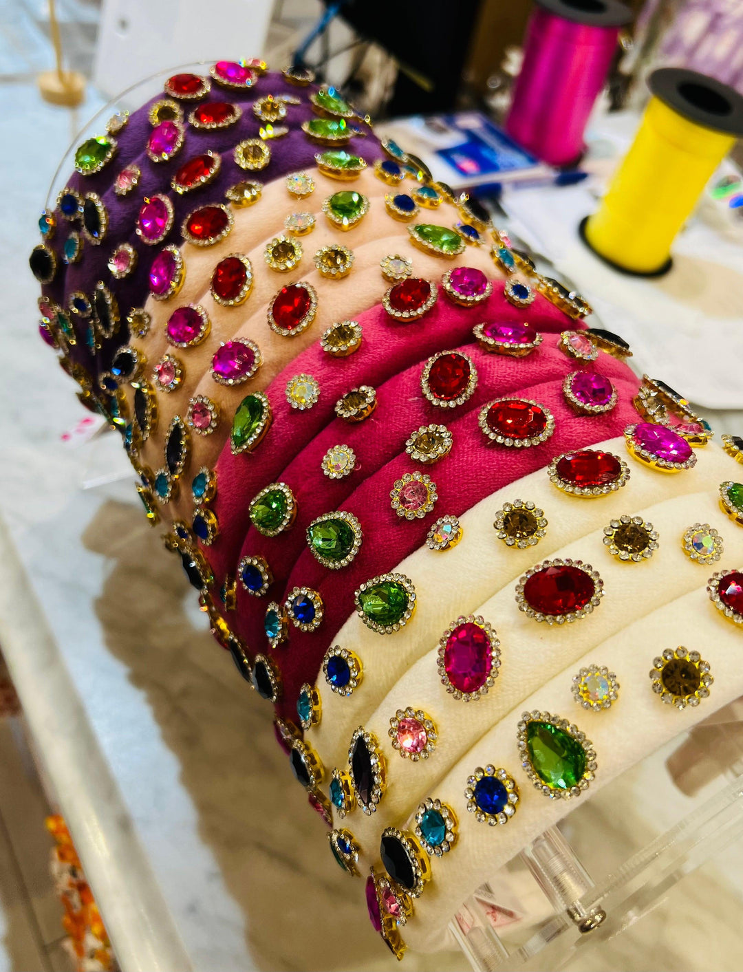 Headbands | Thin: Jewel Padded- Fuscia | Bari Lynn Accessories - The Ridge Kids