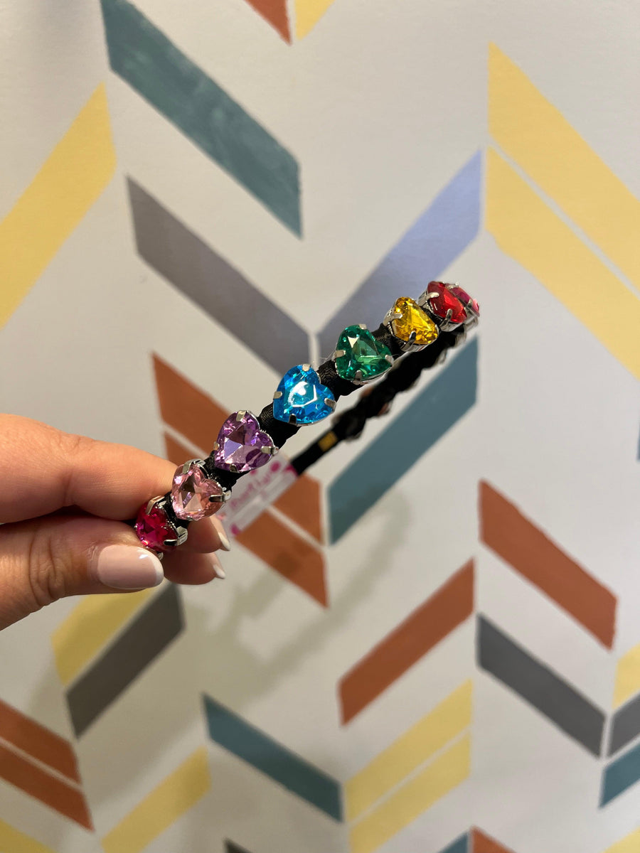 Headbands | Thin Jeweled Heart - Black | Bari Lynn Accessories - The Ridge Kids