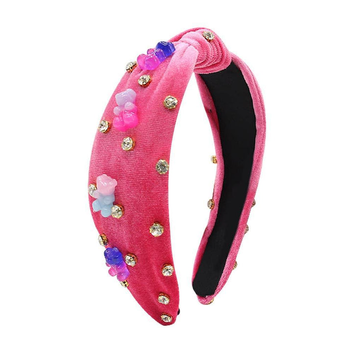 Headbands | Velvet Gummy Bear Rhinestone Knot- assorted | Mavi Bands - The Ridge Kids