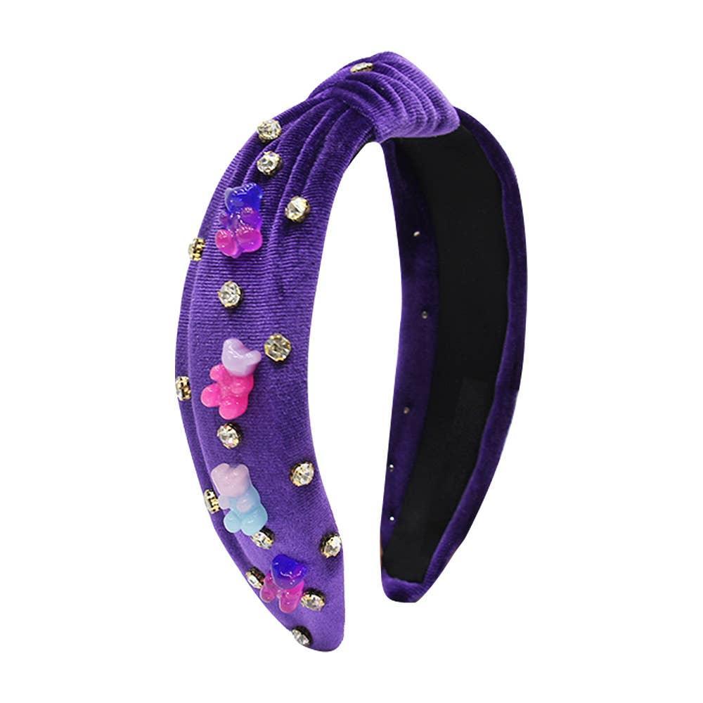 Headbands | Velvet Gummy Bear Rhinestone Knot- assorted | Mavi Bands - The Ridge Kids