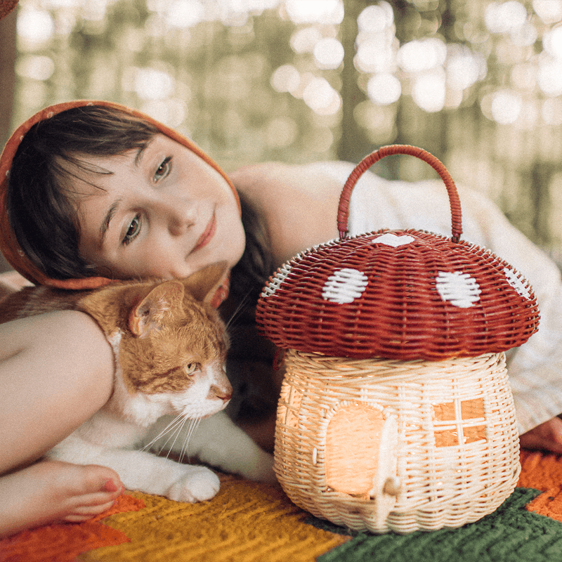 Heirloom Basket | Mushroom Basket- Red | Olli Ella - The Ridge Kids