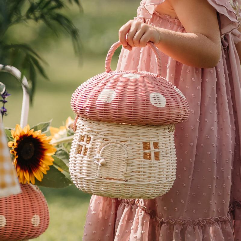 Heirloom Basket | Rattan Mushroom- Musk | Olli Ella - The Ridge Kids