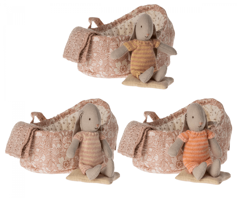 Heirloom Toys | Bunny in a carrycot- Micro Size | Maileg - The Ridge Kids